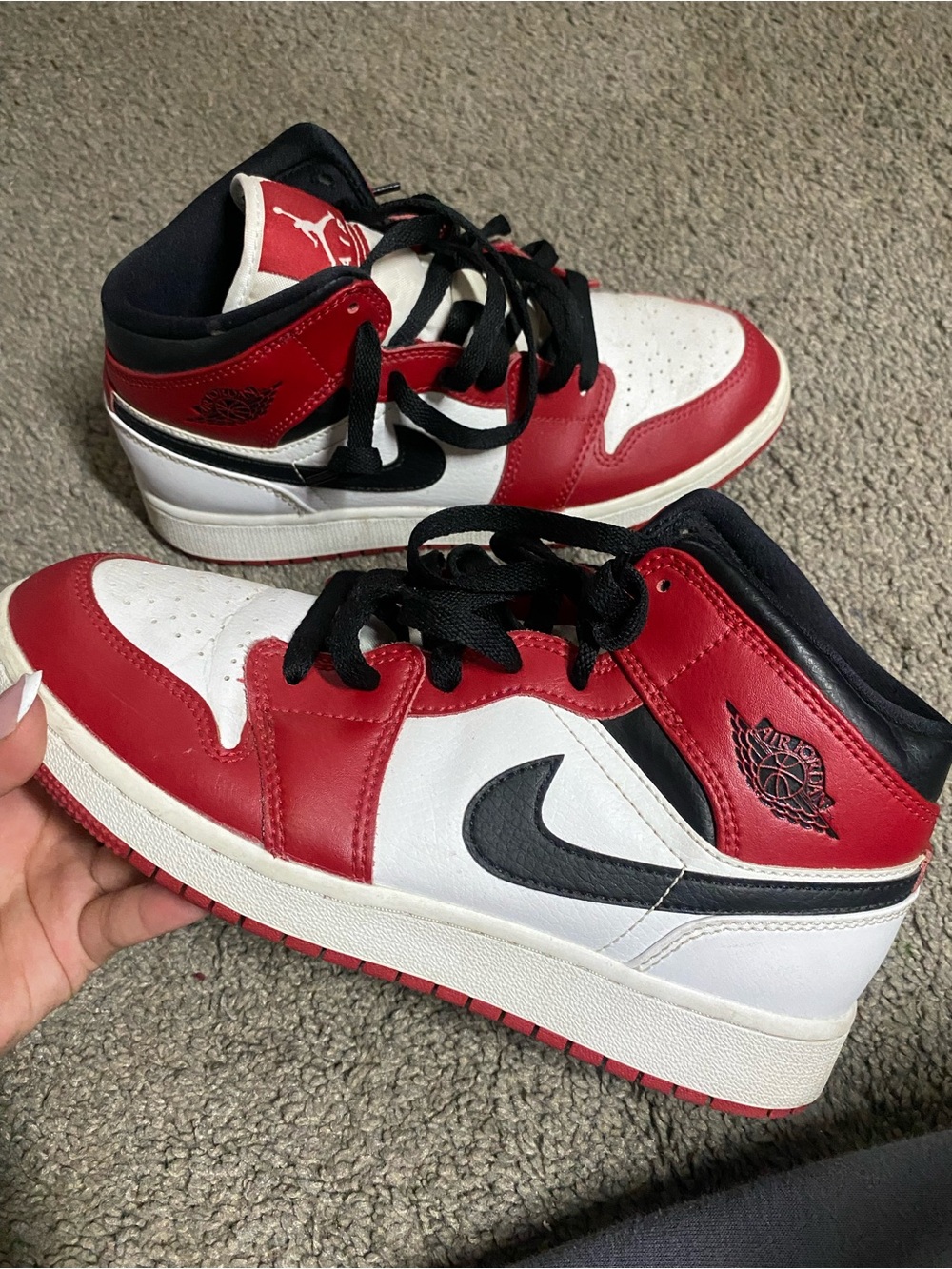 Jordan Mid-Top Sneakers - White, Red, Black